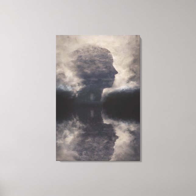 Silhouette Before Colossal Mist Face Canvas Print (Front)