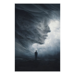 Silhouette Before Colossal Mist Face Photo Print