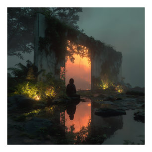 Silhouette Before Fiery Ruin Sunset Photo Print