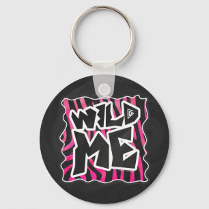 Silhouette Black and Hot Pink Zebra Key Ring