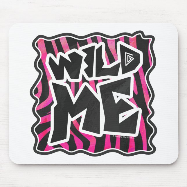 Silhouette Black and Hot Pink Zebra Mouse Mat (Front)