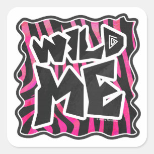 Silhouette Black and Hot Pink Zebra Square Sticker
