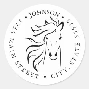 Silhouette Black and White Horse Return Label