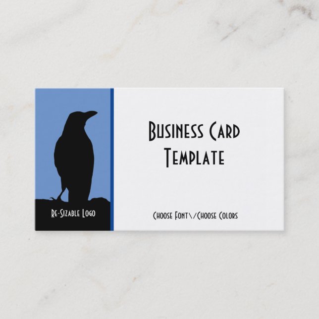 Silhouette Black Bird Crow Logo Business Card (Front)