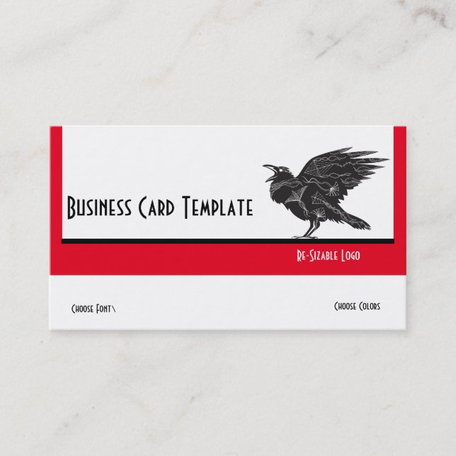 Silhouette Black Bird Raven Logo Business Card (Front)