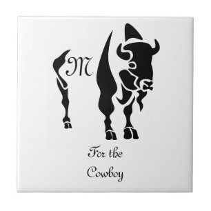Silhouette Black Buffalo Monogram Tile