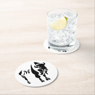 Silhouette Black Buffalo Round Paper Coaster