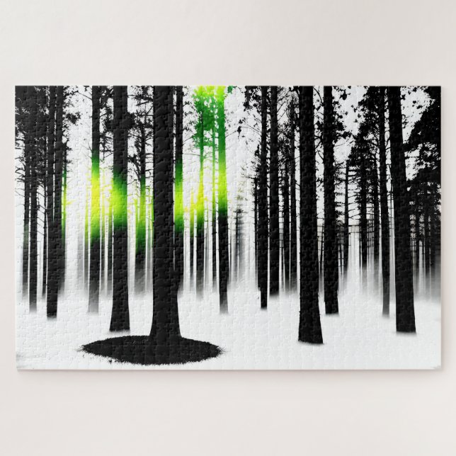 Silhouette Black Forest with a Strange Green Glow Jigsaw Puzzle (Horizontal)
