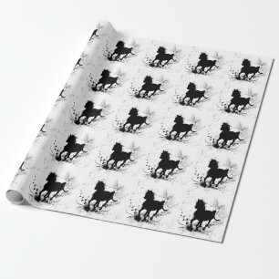 Silhouette, black horse wrapping paper