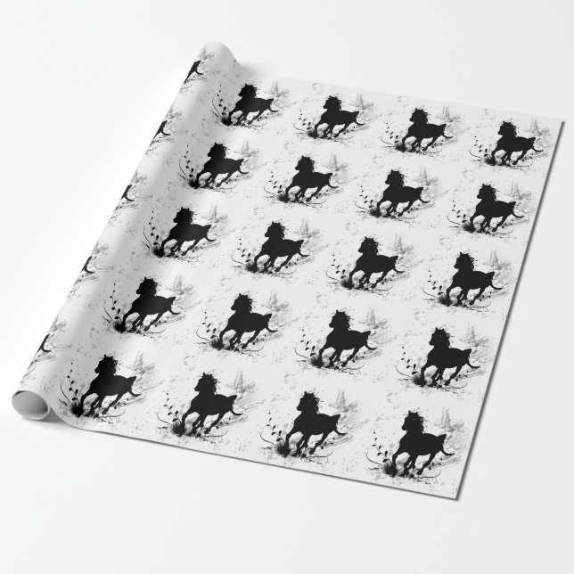 Silhouette, black horse wrapping paper (Unrolled)