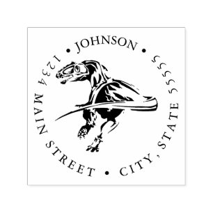 Silhouette Black Lizard Dinosaur Return Label Self-inking Stamp