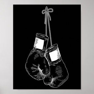 Silhouette Boxing Gloves Boxing Kickboxing Sports Poster