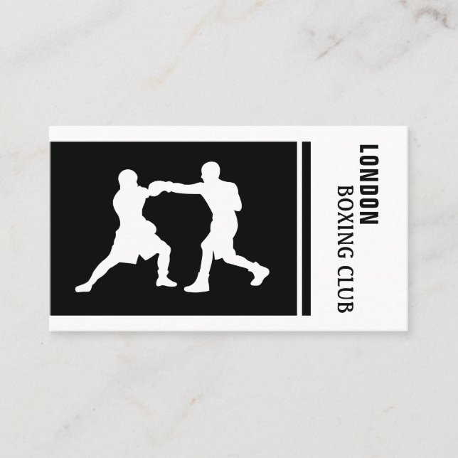 Silhouette Boxing Match, Boxer, Boxing Trainer Business Card (Front)