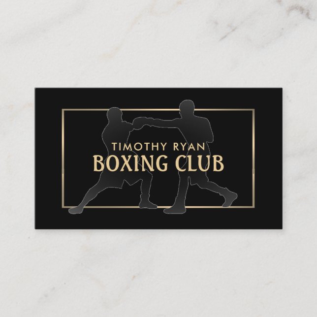 Silhouette Boxing Match, Boxer, Boxing Trainer Business Card (Front)