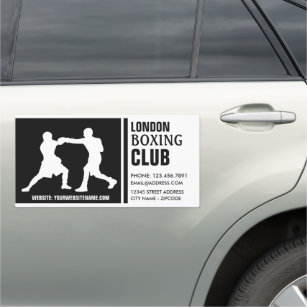 Silhouette Boxing Match, Boxer, Boxing Trainer Car Magnet