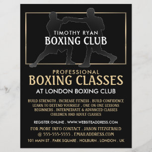 Silhouette Boxing Match, Boxing Class Advert Flyer