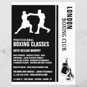 Silhouette Boxing Match, Boxing Class Advert Flyer