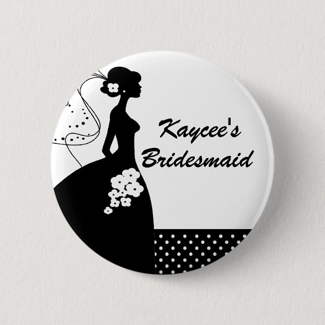 Silhouette Bride Bridal Party Bridesmaid Button (Front)