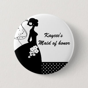 Silhouette Bride Bridal Party Maid of Honour Butto 6 Cm Round Badge