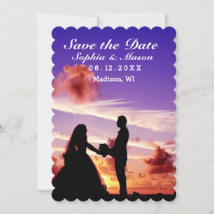 Silhouette Bride & Groom Sunset Save the Date