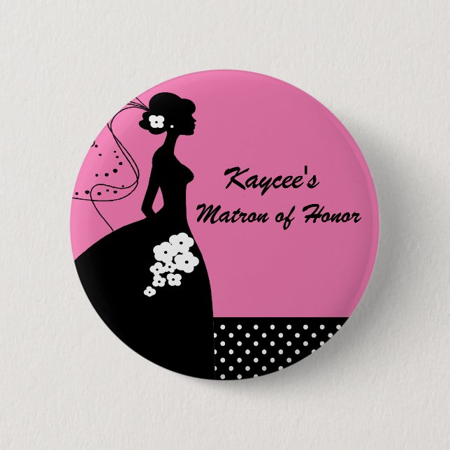 Silhouette Bride Matron of Honour Button (Front)