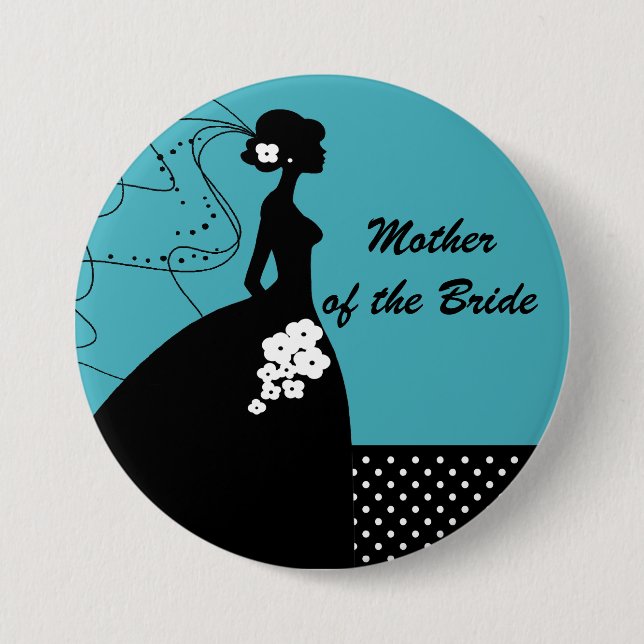 Silhouette Bride Mother of the Bride Button / Pin (Front)