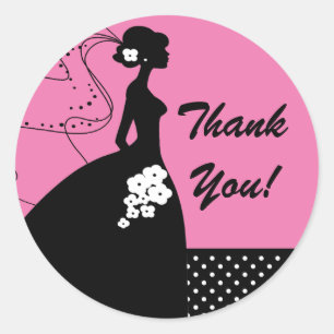 Silhouette Bride Thank You Bridal Shower Sticker