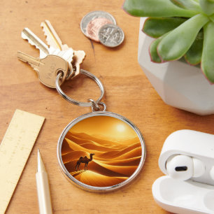 Silhouette camel sunny Egypt hot middle east Key Ring