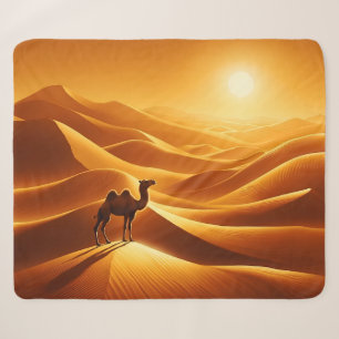 Silhouette camel sunny Egypt hot middle east Sherpa Blanket