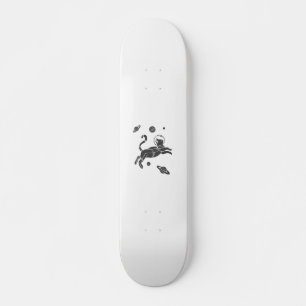 Silhouette Cat in space - Choose background color Skateboard