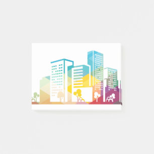 silhouette cityscape building icon color city post-it notes