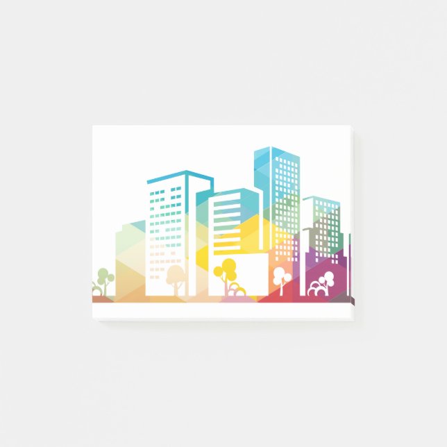 silhouette cityscape building icon color city post-it notes (Front)