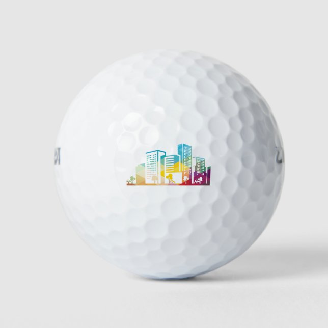 silhouette cityscape building icon colour city golf balls (Front)