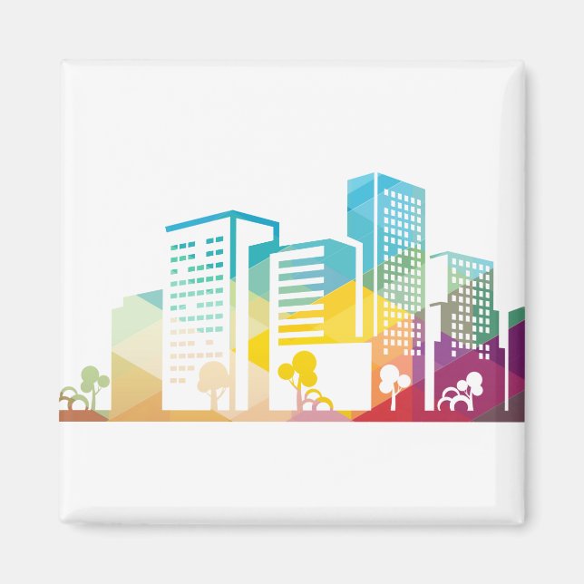 silhouette cityscape building icon colour city magnet (Front)