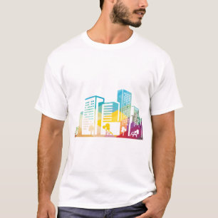 silhouette cityscape building icon colour city T-Shirt