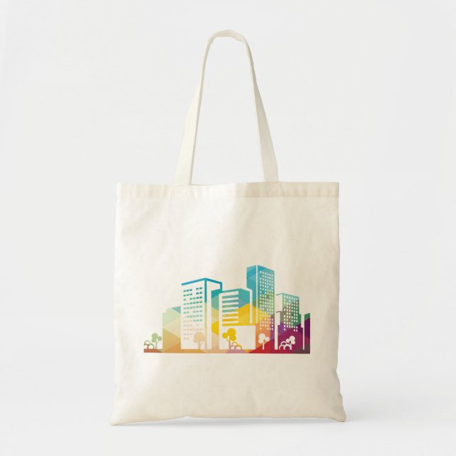 silhouette cityscape building icon colour city tote bag (Front)
