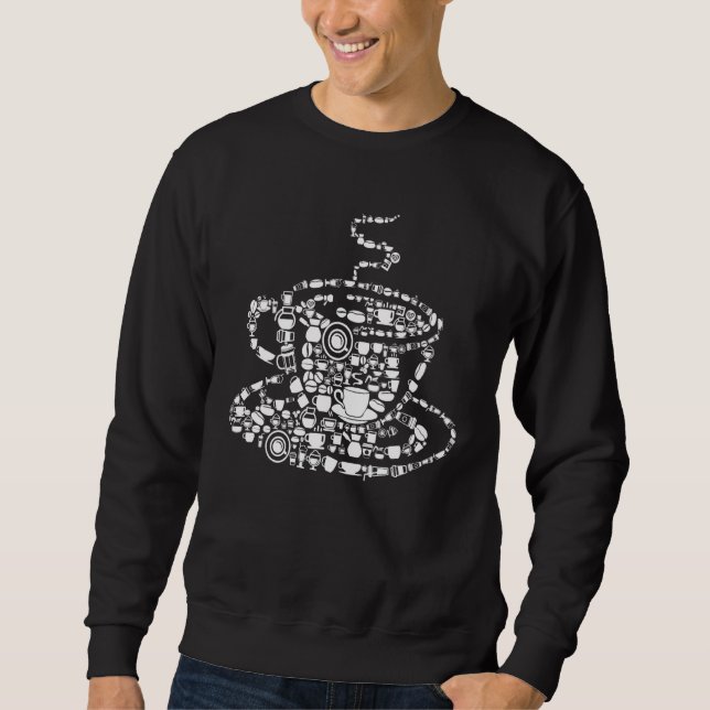 Silhouette Coffee Cup Filled With Coffee Things Sweatshirt (Front)