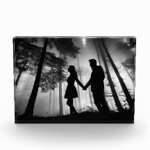 Silhouette Couple Beach Sunset Love Black & White