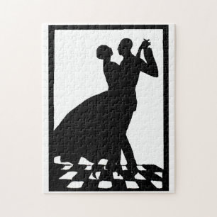 silhouette couple dancing in the dark jigsaw puzzle