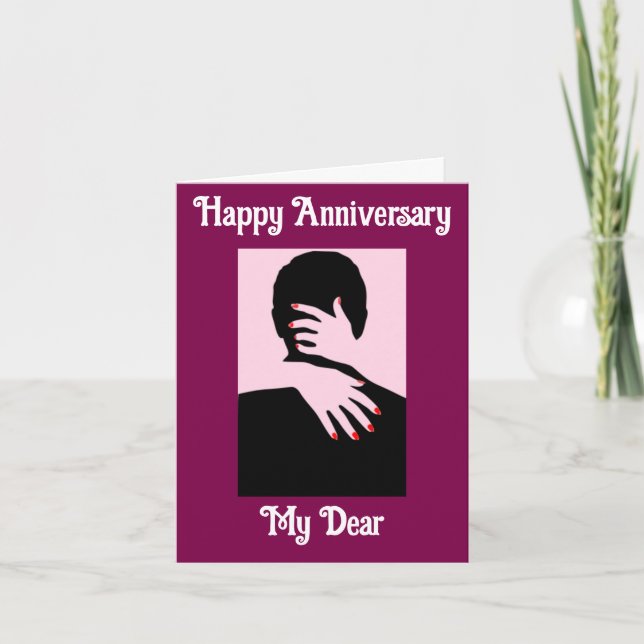 Silhouette Couple Embracing Anniversary Card (Front)
