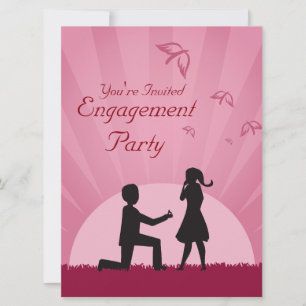 Silhouette Couple Engagement Party Invitation