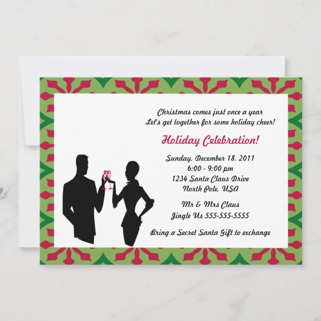 Silhouette Couple Holiday Party Invitation (Front)