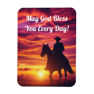 Silhouette Cowboy On Horse Flexible Magnet