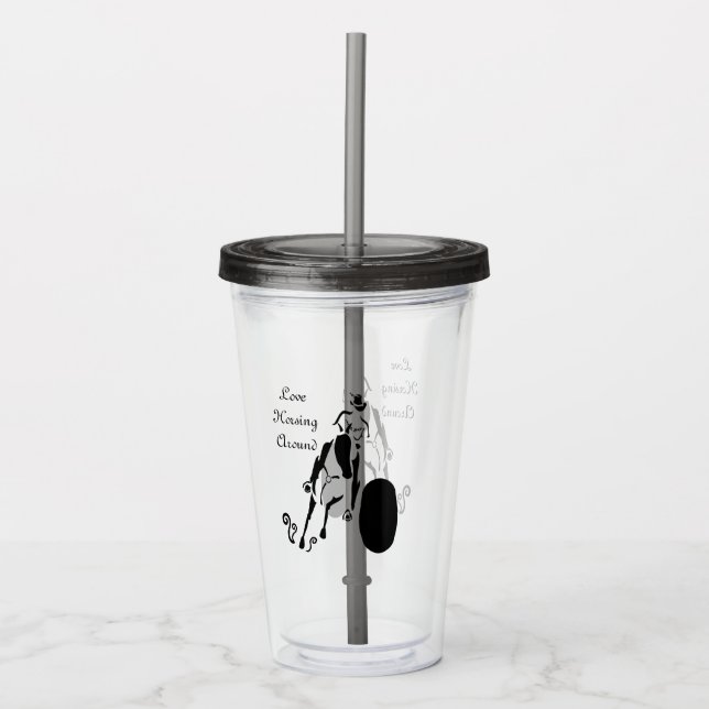 Silhouette Cowgirl Barrel Racing Acrylic Tumbler (Front)