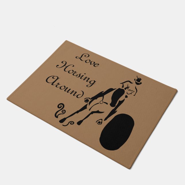 Silhouette Cowgirl Barrel Racing Doormat (Angled)