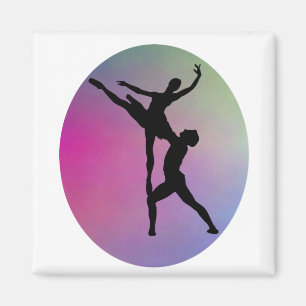 Silhouette Dance Modern Rainbow Colour Background Magnet