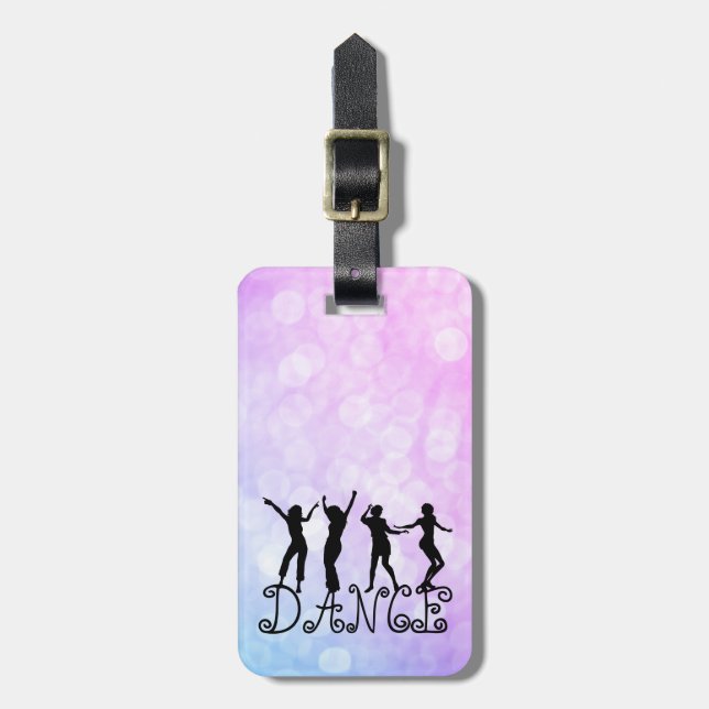 Silhouette Dancers Bokeh Dance Luggage Tag (Front Vertical)