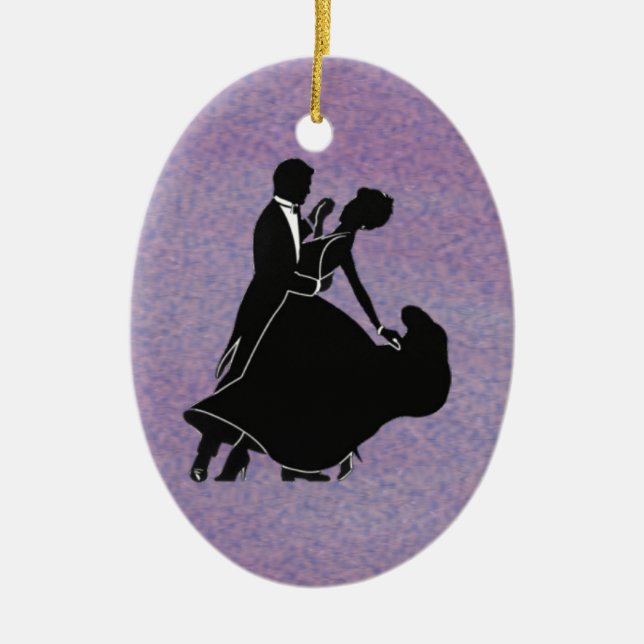 Silhouette Dancers Ceramic Tree Decoration (Front)