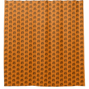 Silhouette Dancers on Orange Backgound  Shower Curtain