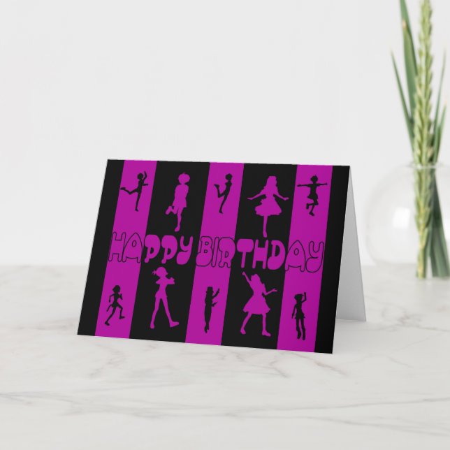 silhouette dancing birthday card (Front)